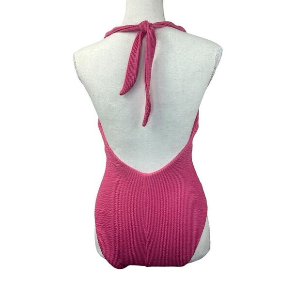 Veronica Beard Pink Salis One Piece Halter Swimsuit Size S Textured - Picture 10 of 14